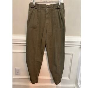 Noam Pants Cargo Jogger Utility Khaki Green High Waist Button Ankle Sz 29